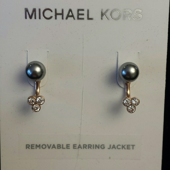 Michael Kors Jewelry - Michael Kors NWT Rose Gold Pearl Crystal Earrings